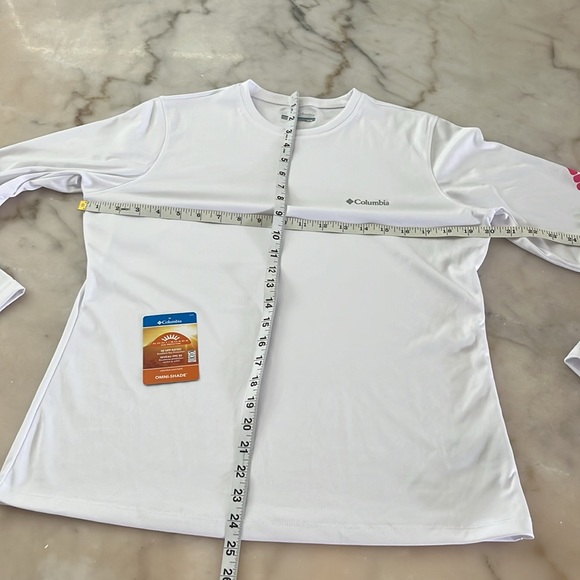 Columbia women's rapid creek long-sleeve top shirt white pink logo M omni shade - Picture 5 of 16